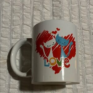 Charming Cat Love Mug - Red and White